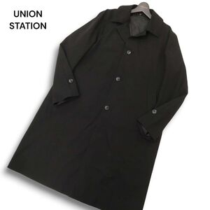 UNION STATION ユニオンステーション メンズビギ ライナー着脱可★ ツイル 防風加工 ステンカラー コート Sz.M　メンズ 黒　C4T08991_A#N