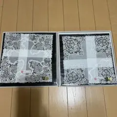 新品未使用swiss made 綿麻刺繍ハンカチ2枚セット