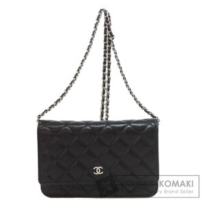 CHANEL シャネル チェーンウォレット ココマーク シルバー金具 ショルダーバッグ キャビアスキン レディース 中古