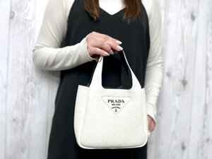 極美品 PRADA プラダ フルー Flou ハンドバッグ バッグ レザー 白 78765