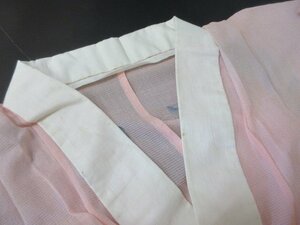 1円 良品 正絹 長襦袢 縮緬 式典 和装 和服 絽 アンティーク レトロ 芦 草花 袖無双 身丈130cm 裄67cm【夢職】★★★