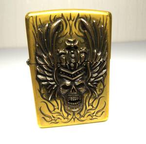 Master Head　Zippo　スカル　メタル貼り　ブラス　ゴールド