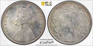 １円スタート! ★ PCGS MS63インド・ルピー銀貨 1901 (B) ビクトリア★外国コイン★アンティークコイン 