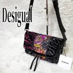 【タグ付】Desigual デシグアル スパンコール 刺繍 クロスボディバッグ