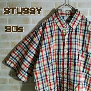 STUSSY ステューシー 90s シャツ 半袖 USA製 チェック OLD