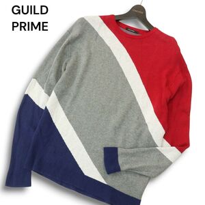 GUILD PRIME ギルドプライム 秋冬★ 斜めストライプ デザイン ニット セーター Sz.1 メンズ　A4T11321_A#K