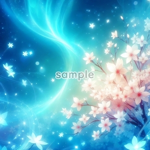 A3 350dpi 光桜水色 オリジナル絵イラスト著作権フリー画像素材 70P Light sakura blue Original picture image material copyright free