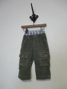 ELFINDOLLｋIDSカーキベロア素材パンツ サイズ80（USED)100919