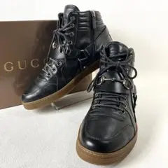 【美品】GUCCI ホースビット　ハイカットスニーカー 黒　レザー　25 レア