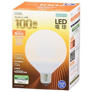 LED電球 ボール電球形 E26 100形相当 電球色｜LDG13L-G AG51 06-3167 オーム電機