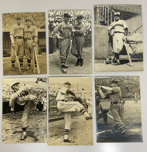 版権所有/日本野球連盟 戦前のプロ野球選手の写真 6枚まとめて！巨人 川上哲治・広岡達朗・三原・千葉・中尾 他