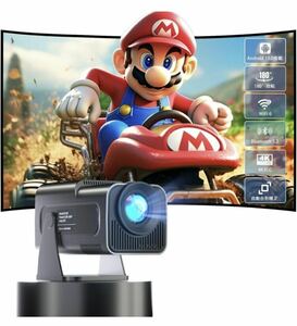 【中古扱い】ゲリラ値下げ【2024 最新180°回転・1080P】プロジェクター Android TV 11.0 家庭用 2.4 G/5G BT5.2 300ANSI 12000LM高輝度 4K