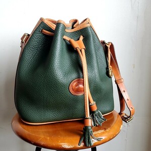 975◆ドゥーニーアンドバーク DOONEY&BOURKE 巾着型 ワンショルダーバッグ 緑 グリーン グレインレザー 中古 USED 古着 vintage