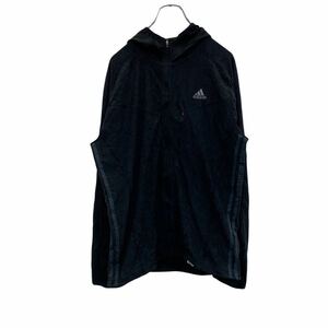 adidas スポーツウェア L ブラック アディダス ジップアップ インナーウェア ロゴ フーディー 古着卸 アメリカ仕入 t2201-4123