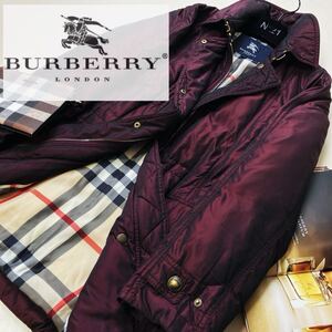 i39超 美品【極暖ダウン95%!!】参考価格18万●BURBERRY LONDON●大人の余裕漂う〜高級ダウンコート バーバリーコート レディース 38 M