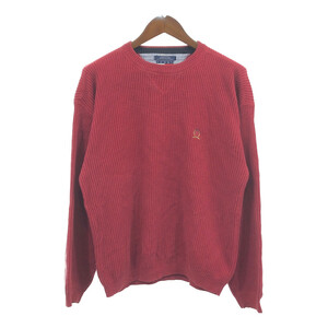 TOMMY HILFIGER トミーヒルフィガー リブニット コットン セーター レッド (メンズ M) Q4726