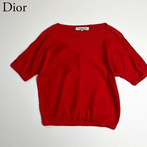 良品 Christian Dior クリスチャンディオール ニット　セーター 半袖 トップス ロゴ刺繍 ヴィンテージ vintage レディース