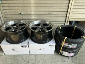 中古 CLEAVE RACING SS05 18インチ 9.5J +18 5穴114.3 2本 ＋センターキャップ＋ kenda 215/35r18 2本 ドリケツ スタンス ドリフト 深リム