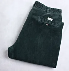 【Polo Ralph Lauren】90s POLO CORDS 2タック スラックス 太畝コーデュロイ グリーン W36(ウエスト93cm) ビンテージ