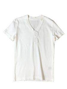 (D) 1piu1uguale3 ウノピゥウノウグァーレトレ 18SS メガネTシャツ 3 ホワイト 送料250円 (ma)