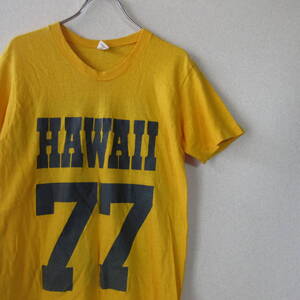 ○良品 希少 70s ヴィンテージ Hanes ヘインズ◆USA製 Tシャツ カットソー HAWAII 70年代 ヴィンテージ◆メンズ イエロー Sサイズ