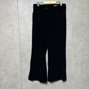 【美品】Otto（11）ストレートパンツ＊ベロア素材＊ブーツカット＊裏地有＊黒