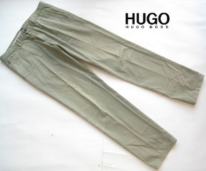 高級ルーマニア製!!ヒューゴボス HUGO BOSS*美シルエット5ポケットコットンパンツ 50 カーキ 実寸L