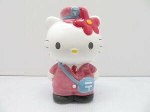 ハローキティ Hello Kitty 郵貯OMCカード入会特典 貯金箱 陶器製 サンリオ ブラウン ピンク 制服 非売品 2003年