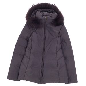 美品 モンクレール MONCLER 青タグ ダウンジャケット ラクーンファー ジップアップ アウター レディース 0(XS) cf12mb-rm25f12594