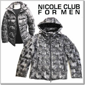 ニコルクラブフォーメン NICOLE CLUB FOR MEN 3Dグラフィック ダウンブルゾン 3564-3706-39(チャコール)-46(M) DOWN JACKET