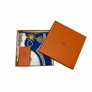 1円 新品未使用品 エルメス カレ90 大判 スカーフ シルク HERMES パプロール Paperoles ブルー系