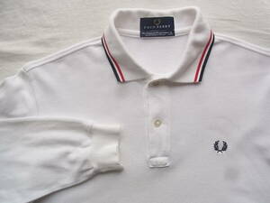 FRED PERRY フレッドペリー　ライン入り　長袖ポロシャツ　サイズ S 日本製