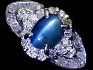 1円～【ジュエリー極】超希少宝石！極上天然アレキサンドライトキャッツアイ0.74ct＆ダイヤ0.40ct 高級Pt900リング k8743kr【送料無料】