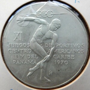 パナマ　５バルボア銀貨　第11回中央アメリカ・カリブ海競技大会　1970年　極美品