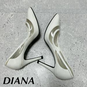 ダイアナ DIANA 白　無地　パンプス ハイヒール ホワイト レディース　OL 靴　22.5cm 6730HF