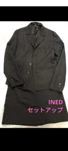 INED スーツ セットアップ ジャケット スカート チャコールグレー スカートスーツ 仕事用