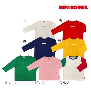 即決です!【ミキハウス】新品未使用♪120cm 115cm～125cm mikihouseロゴプリント シンプル長袖Tシャツ 子供服 キッズ 女の子 カラー:ピンク