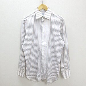 A■ユナイテッドアローズ/UNITED ARROWSマルチストライプ長袖シャツ/カッターS■白【39】MENS