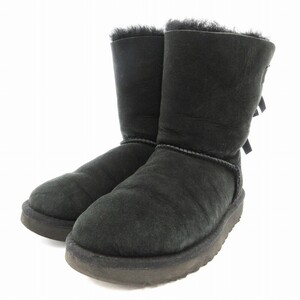 アグ UGG MINI BAILEY BOW II 1016225 ミニ ベイリー ボウ II ムートンブーツ ショートブーツ バックリボン US 7 24.0cm 黒