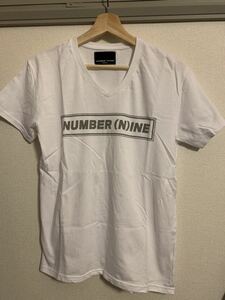 送料無料★ナンバーナイン★VネックロゴTシャツ★Lサイズ★白★