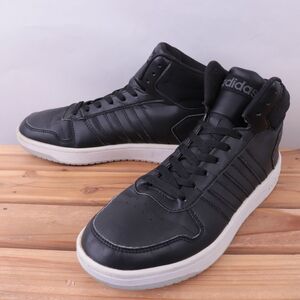 z5214 アディダス フープス ミッド US9 27.0cm/黒 ブラック系 adidas HOOPS 2.0 MID メンズ スニーカー 中古