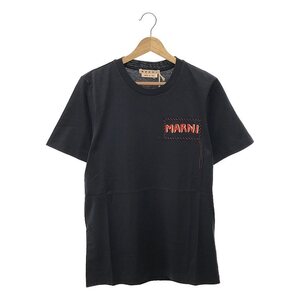 【美品】 MARNI / マルニ | 2024AW | ステッチワーク ロゴパッチ Tシャツ カットソー | 44 | black | メンズ