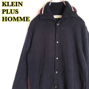 KLEIN PLUS HOMME クランプリュスオム　ニット　カーディガン　紺　レディース　48サイズ　【AY0375】