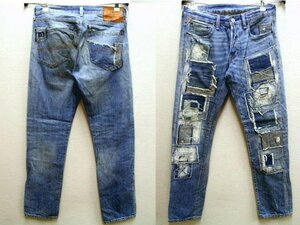 ◇即決[W30]DENIM&SUPPLY スリム 刺し子 パッチワーク リペア ダメージ クラッシュ デニム パンツ デニム＆サプライ SLIM■1432