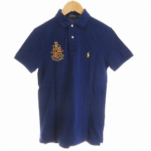 ポロ ラルフローレン POLO RALPH LAUREN ポロシャツ ロゴ 刺繍 コットン 半袖 XS 青 ブルー /AI メンズ