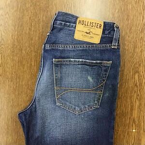 【FF378】HOLLISTER W31 L32 色落ち加工 ダメージ加工 ジーンズ ジーパン デニムパンツ メンズブランド古着 ホリスター 送料無料