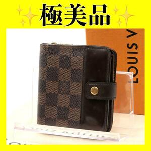 ルイヴィトン ダミエ コンパクトジップ 折り財布 人気商品 正規品 本物 二つ折り財布 ヴィトン LOUIS VUITTON 鑑定済み