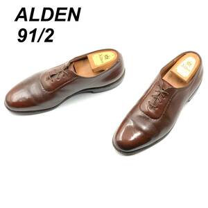 即決 ALDEN オールデン 27.5cm 9.5 910 メンズ レザーシューズ ホールカット 茶 ブラウン 革靴 皮靴 ビジネスシューズ
