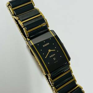 ●○731900/ RADO ラドー 160.0281.3N 文字盤黒 ブラック 金色 腕時計 電池交換済み○●