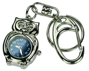 かわいい 可愛い ミニ フクロウ 小さい 懐中 時計付き キーホルダーウォッチ ブルー 安い クリックポスト
